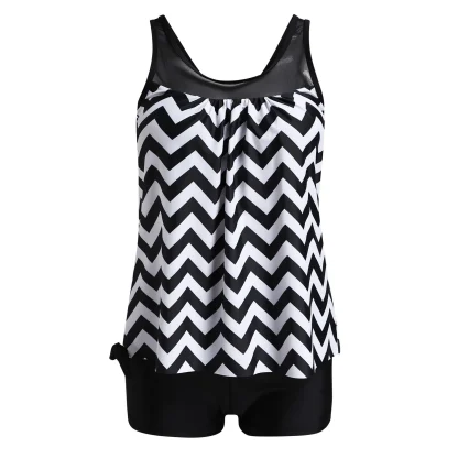 Zig Zag Pattern Mesh Tankinis - Image 4