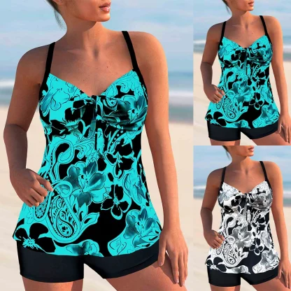 Chic Sleeveless Printed Tankini - Image 5