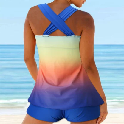 Criss Cross Back Gradient Tankini - Image 2