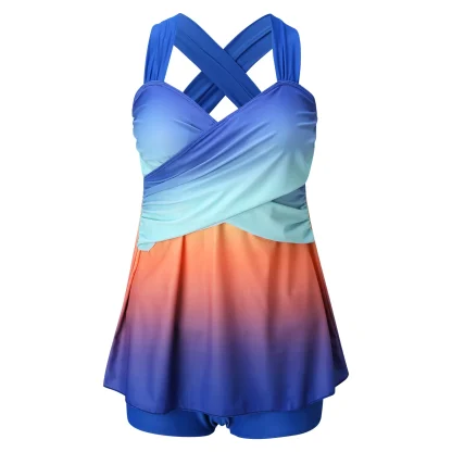 Criss Cross Back Gradient Tankini - Image 3